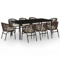conjunto comedor jardin 9 uds  mueble jardin mesa y sillas marron