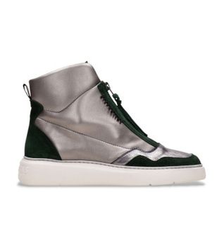 Hispanitas para mujer. CHI243654 Zapatillas de Piel Picual gris (37), Plano, Cremallera, Casual