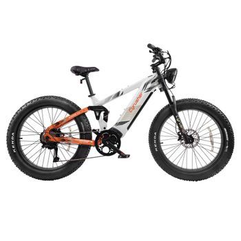 Bicicleta De Montaña Eléctrica Cyrusher Ranger 2.0 Con Neumáticos Anchos, Batería Lg De 52 V Y 20 Ah, Color Blanco