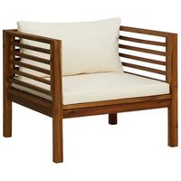 silla de jardin  silla de exterior  sillon y cojines blanco crema madera maciza de acacia