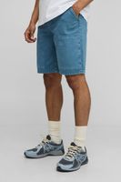 relaxed fit carpenter overdyed belted shorts azul