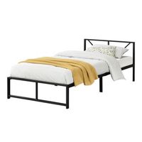 cama de metal estable meran - 90 x 200 kg - cama simple - cama individual - somier - acero - reposacabezas decorativo - negro encasa