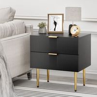 mesita de noche - mueble para dormitorio - mdf y metal - negro 53x413x53cm