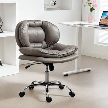 Silla De Oficina De Cuero Sintético Homcom 62x65x83-93 Cm Gris Oscuro