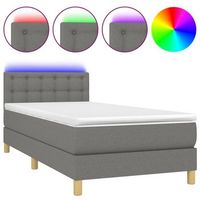 cama box spring con colchon y led tela gris oscuro 80x200 cm vidaxl