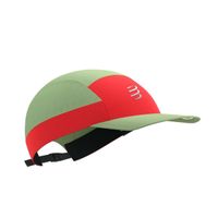 gorra compressport 5 panel light cap verde rojo