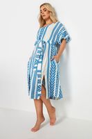 yours vestido blanco y azul de motivos aztecas mujer curvy y tallas grandes yours