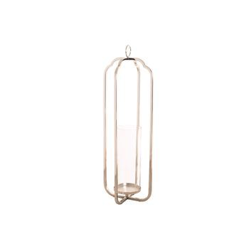 Portavela Acero Cristal 21x21x62 Cromado Plateado