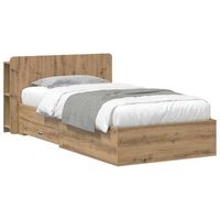 estructura de cama con almacenamiento roble artisan 90 x 190 cm vidaxl