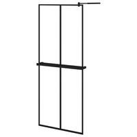 mampara ducha con estante vidrio esg y aluminio negro 80x195 cm vidaxl