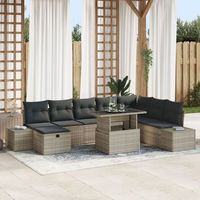 juego de sofa de jardin de 9 piezas con cojines de poliratan gris claro v3505 unico  gris