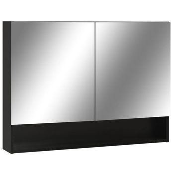 Armario De Baño | Mueble De Baño Con Espejo Negro 80x15x60 Cm