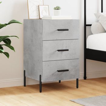 Mesita De Noche - Mueble De Dormitorio - Madera De Ingeniería - Gris Hormigón (40x40x66cm)