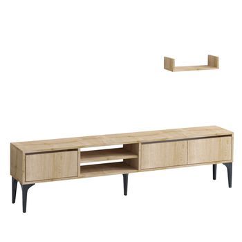 Mueble Tv Con Estante Titan-dec0026 Zafiro Roble Negro