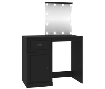 Tocador - tocador de maquillaje - mesa de tocador con led madera contrachapada negro 90x50x132,5 cm