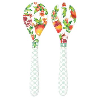 Cubiertos para ensalada de melamina 33 cm con estampado de granadas