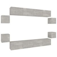 set de muebles de tv  mueble de salon  gabinete de tv 8 pzas madera contrachapada gris hormigon