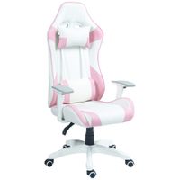 homcom silla gamer con cojin lumbar reposabrazos ajustable reposacabezas extraible y altura ajustable 67x60x120-128 cm rosa   aosom espana