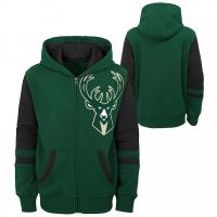 sudadera milwaukee bucks outerstuff full zip fleece junior