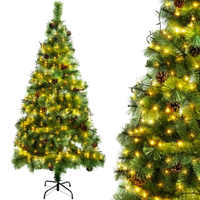 aigostar 180 cm arbol de navidad artificialcon cadena de luces led de 18 m300 led blanco calido8 modos de iluminacionramas aguja de pino con pinasverdeincluye soporte de meta