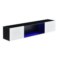 estanteria mural thabong con led azul 2 puertas y un estante - aglomerado 150 x 30 x 30 cm negro  blanco encasa
