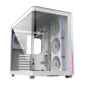 FSP M580-WP Plus Carcasa Midi Tower mITX, mATX Blanco ARGB Blanco