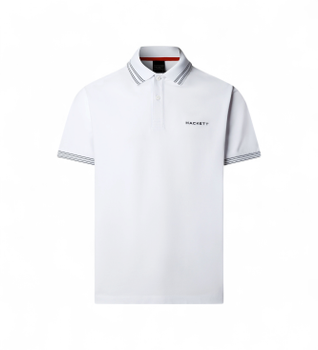 Hackett London para hombre. HM5600231 Polo Micro Tip blanco (L), Casual, Algodón, Manga corta