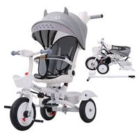 triciclo plegable con sillin giratorio 360  y capota futuro de chipolino - grey