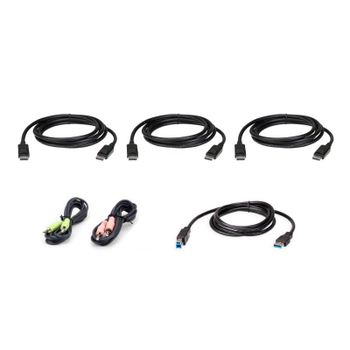 Kit de cable KVM ATEN 2L-7D02UDPX6 DisplayPort triple pantalla USB 1,8 m negro