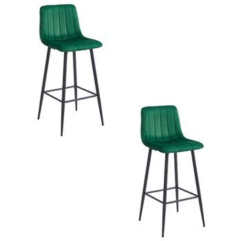 Set De 2 Taburete De Bar Terciopelo Valora Pozza Asiento De Terciopelo Verde Oscuro