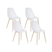 conjunto de 4 sillas de comedor modernas minimalistas sin reposabrazos asiento de plastico blanco hazelton