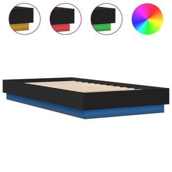 Cama Para Adulto | Cama Individual | Estructura De Cama Con Luces Led Negro 75x190 Cm
