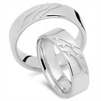 alianzas 14 quilates oro blanco 6 diamantes