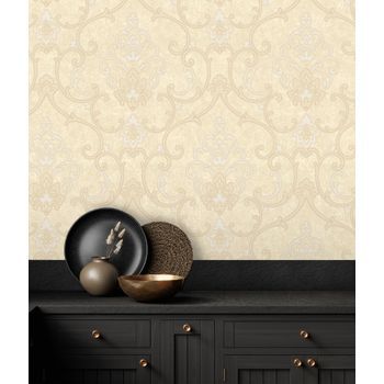 Papel Pintado Vinílico De Damasco Efecto Textura De Tela Tejida En Relieve - Osman Classic 676863 De Gaulan - Rollo De 10 M X 1,06 M