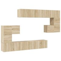 set de muebles salon tv  mueble de salon  gabinete de tv 10 pzas madera ingenieria roble sonoma