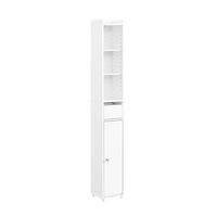 sobuy armario de bano estrecho alto con puerta cajon y estanteria blanco