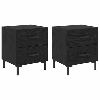 Armario De Noche 2 Uds. Roble Negro 40 X 35 X 47,5 Cm Vidaxl