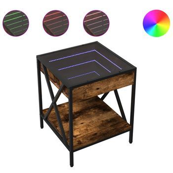 Mesa De Centro Con Infinity Led Roble Ahumado 40x40x49 Cm Vidaxl
