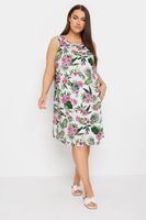 yours vestido corto sin mangas blanco tropical mujer curvy y tallas grandes yours