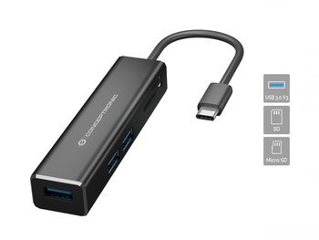 HUB 3.1 USB-C CONCEPTRONIC DONN08 3 PUERTOS USB 3.0 Y LECTOR TARJETAS SD / MICROSD