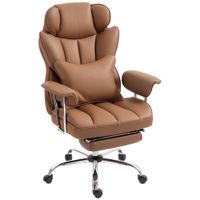 homcom silla de oficina de masaje 6 puntos con vibracion cojin lumbar y reposapies altura ajustable marron   aosom espana