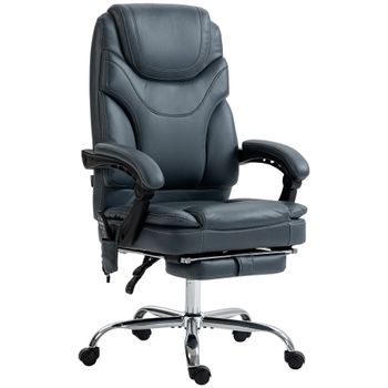 Vinsetto Silla de Oficina de Masaje con 6 Puntos de Vibración Tapizado en Cuero PU Silla Escritorio Reposapiés 67x67x121 cm Gris   Aosom España