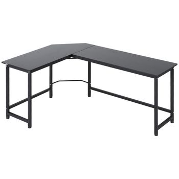 Vinsetto Escritorio Esquinero Mesa de Ordenador Oficina Hogar de Forma L Marco Metal 168x120x75cm Negro   Aosom España