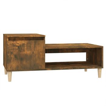 Mesa De Centro 100x50x45 Cm Madera Trabajada Y Madera De Eucalipto - Marrón