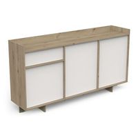 aparador lead 1 cajon 3 puertas 2 estantes color roble artisan y blanco fabricado en melamina medidas 157 cm