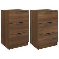 pack 2 uds mesitas de noche  mesilla de noche marron roble 40x36x65 cm