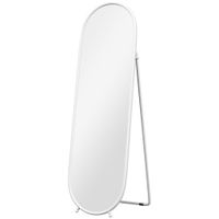 homcom espejo de pie cuerpo entero con marco metalico espejo de pared ovalado con 2 formas de uso 40x4x160 cm blanco