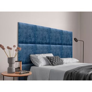 Dhome Cabecero Tapizado Para Camas De 105cm Compuesto De Paneles Autoadhesivos Intercambiables De Lana Ecológica Cama Lujo Dormitorio Acolchado (azul,