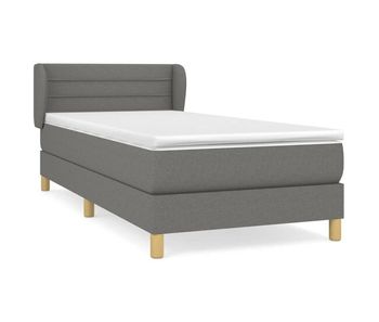 Cama box spring con colchón tela gris oscuro 100x200 cm rayas horizontales