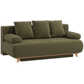 HOMCOM Sofá Cama con Respaldo Ajustable Función de Cama Almacenamiento Oculto y Tapizado de Pana Verde Oscuro   Aosom España